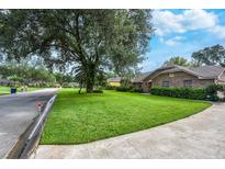 Charming home featuring a large lawn and mature trees, offering great curb appeal on a sunny day at 24 Lake Vista Way, Ormond Beach, FL 32174