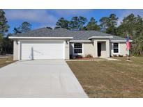 Charming one-story home featuring an attached two-car garage, well-maintained lawn and manicured landscaping at 4887 Sw 159Th Lane Rd, Ocala, FL 34473
