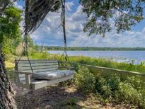 Relaxing lake view with a charming wooden swing hanging from a tree, perfect for enjoying the scenery at 2292 Se 170Th Avenue Rd, Silver Springs, FL 34488