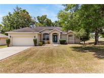 Charming single-story home featuring a well-manicured lawn and a two car garage at 9700 Sw 196 Circle, Dunnellon, FL 34432