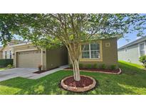 Charming single-story home featuring a well-manicured lawn and inviting curb appeal with a quaint landscape design at 2528 Ladoga Dr, Lakeland, FL 33805