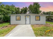 Charming single story home with a fresh exterior paint job, sidewalk, and manicured lawn at 833 N Suwannee Ave, Lakeland, FL 33815