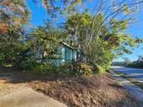 Light-green house with teal accents, nestled among lush trees at 1937 N Spring Garden Ave, Deland, FL 32720