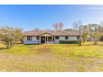 Single-story home with brown trim and a spacious lawn at 601 Rasley Rd, New Smyrna Beach, FL 32168