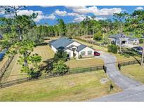 Aerial view of a single-story house with a large yard and gated entrance at 19343 Moorgate St, Orlando, FL 32833