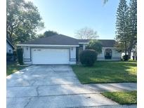 Charming single-story home with a well-maintained lawn, mature trees, and an attached two-car garage at 1031 Tony Cir, St Cloud, FL 34772