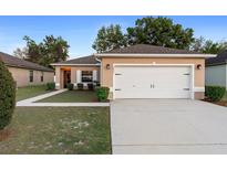 Charming home with a well-manicured lawn and a two-car garage at 3825 Arborvitae Way, Deland, FL 32724