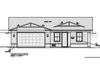 Front elevation of a charming single-story home, with a garage, that showcases simple and attractive architectural design at 2049 West Pkwy, Deland, FL 32724