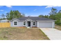 Charming gray single-story home featuring an attached garage and a well-maintained lawn at 1435 6Th Ave, Deland, FL 32724