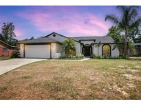 Charming single-story home with a well-manicured lawn, a two-car garage, and lovely landscaping at 245 Rosita Dr, Debary, FL 32713
