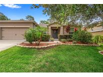 Charming single-story home featuring a lush lawn, attractive landscaping, and inviting front entrance at 218 Wellington Woods Ave, Deland, FL 32724