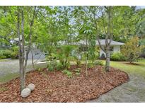 Beautiful front yard with lush landscaping and mature trees at 319 N Salisbury Ave, Deland, FL 32720