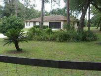 Charming single-story home with well-maintained lawn, mature trees, and welcoming curb appeal at 871 Oak Tree Ln, Lake Helen, FL 32744