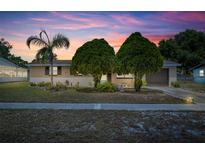 Charming single-story home featuring a well-maintained lawn and mature trees at sunset at 2468 Kimberly Dr, Deltona, FL 32738
