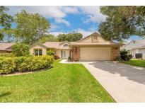 Charming single-story home with a well-manicured lawn, mature trees, and a two-car garage at 212 Mallard Ln, Daytona Beach, FL 32119