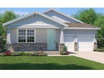 Two-story house with light gray siding, stone accents, and a two-car garage at 3872 Isle Royal Pl, Apopka, FL 32712