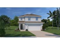 Two-story home featuring symmetrical windows, neutral siding, and a well-maintained lawn with mature palm trees at 7088 Lanier Falls Rd, Deland, FL 32724