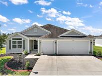 Charming single-story home with a well-manicured lawn and a spacious three-car garage at 3315 Dzuro Dr, Oxford, FL 34484