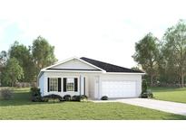 Charming single-story home with a well-maintained lawn and a two-car garage at 443 Hammock Oaks Blvd, Lady Lake, FL 32159