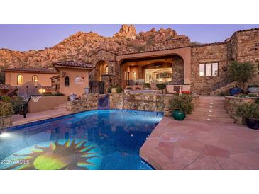 Luxury pool and spa with mountain views at 26761 N 98Th Way, Scottsdale, AZ 85262
