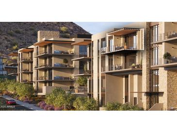 Modern condo building showcasing private balconies with sleek railings and views at 4849 N Camelback Ridge Rd # A409, Scottsdale, AZ 85251