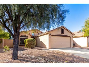 Single-story house with a two-car garage and landscaped front yard at 13353 W Port Royale Ln, Surprise, AZ 85379