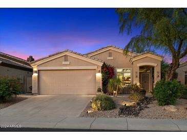 One-story house with landscaped front yard, neutral exterior, and two-car garage at 23113 N 89Th Pl, Scottsdale, AZ 85255