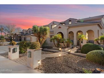 Two-story house with a landscaped front yard, walkway, and two-car garage at 2769 E Cedar Pl, Chandler, AZ 85249