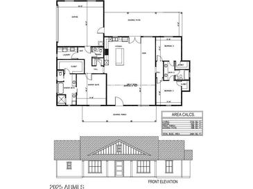 One-story home floor plan featuring 3 bedrooms, 2 baths, and a great room at 48548 W Long Rifle Rd, Aguila, AZ 85320