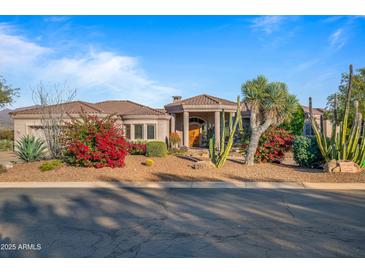 Stunning desert home exterior with landscaped yard at 19115 E Tonto Verde Dr, Rio Verde, AZ 85263