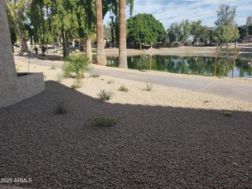 Landscaped path alongside a lake in a community setting at 11042 N 28Th Dr # 136, Phoenix, AZ 85029