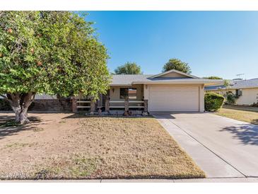 Single story home with attached garage and mature landscaping at 10407 W Desert Forest Cir, Sun City, AZ 85351