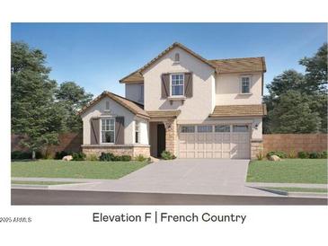 Two-story house with beige exterior, brown roof, and attached garage at 8348 E Paloma Ave, Mesa, AZ 85212