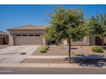 One-story home with tan exterior, two-car garage, and landscaped front yard at 2925 E Tonto Dr, Gilbert, AZ 85298