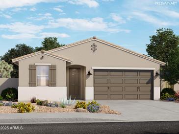 One-story home with a two-car garage and landscaping at 16029 W Desert Hollow Dr, Surprise, AZ 85387