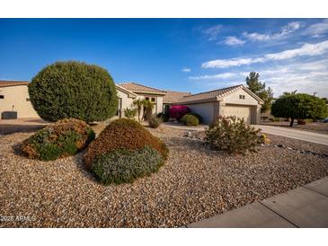 Single-story home with desert landscaping and a two-car garage at 15506 W Skyview Way, Surprise, AZ 85374