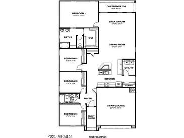 Four-bedroom, two-bathroom home with a two-car garage and covered patio at 8533 W Mantle Way, Florence, AZ 85132