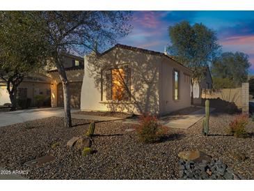 Single-story home with desert landscaping and two-car garage at 29798 N 121St Dr, Peoria, AZ 85383