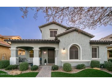 Two-story home with attractive facade and landscaping at 4377 E Leroy St, Gilbert, AZ 85295