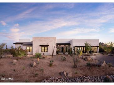 Stunning modern home with desert landscaping and mountain views at 24642 N 123Rd Pl, Scottsdale, AZ 85255