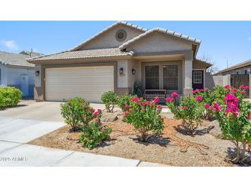 Charming single-Gathering home with desert landscaping, beautiful pink bougainvillea, and a two-car garage at 1328 E Binner Dr, Chandler, AZ 85225