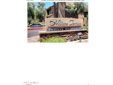 Milano Terrace Private Residences entrance sign and landscaping at 5122 E Shea Blvd # 1005, Scottsdale, AZ 85254