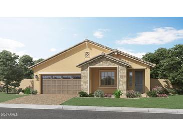 Single-story home with stone accents and a two-car garage at 25188 N 174Th Ave, Surprise, AZ 85387