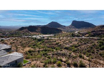 Aerial view of a desert community with mountain views and new construction homes at 14840 E Valley Vista Dr, Fountain Hills, AZ 85268