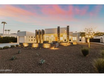 Contemporary home exterior with stylish architectural details at 5825 E Cochise Rd, Paradise Valley, AZ 85253