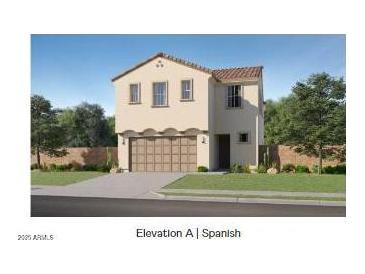 Two-story Spanish style home with a two-car garage and landscaping at 10164 E Ursula Ave, Mesa, AZ 85212