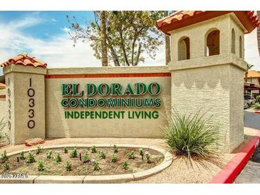 El Dorado Condominiums entrance sign, landscaped grounds at 10330 W Thunderbird Blvd # A204, Sun City, AZ 85351