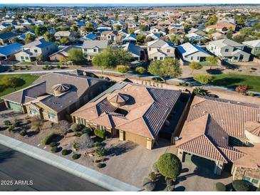 Aerial view of houses in a community with a park at 2238 E Saddlebrook Rd, Gilbert, AZ 85298