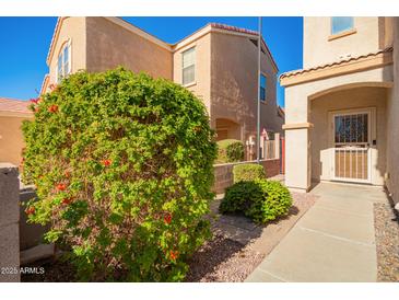 Landscaped front yard with a walkway leading to the front door at 7046 W Mercer Ln, Peoria, AZ 85345