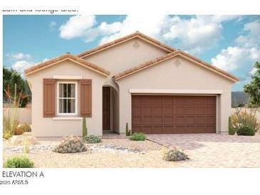 One-story home with brown garage door and light-colored siding at 17662 W Bajada Rd, Surprise, AZ 85387